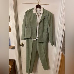 Green pants suit